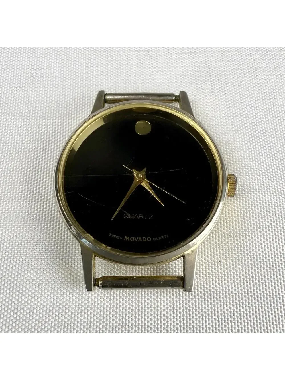 Movado Women's Watch Head Gold Silver Black Small Scratch